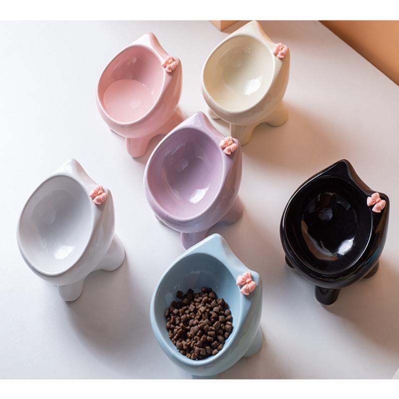 1Pcs Pet Food Bowl 15-Degree Angle Cat Bowl To Protect The Cat'S Neck And Prevent Pressure On The Whiskers Pet Supplies