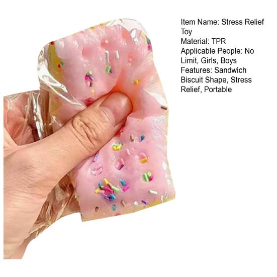 Soda Biscuit Stress Relief Toy Simulation Strawberry Sandwich Biscuit Squeeze Toy Decompression Snack
