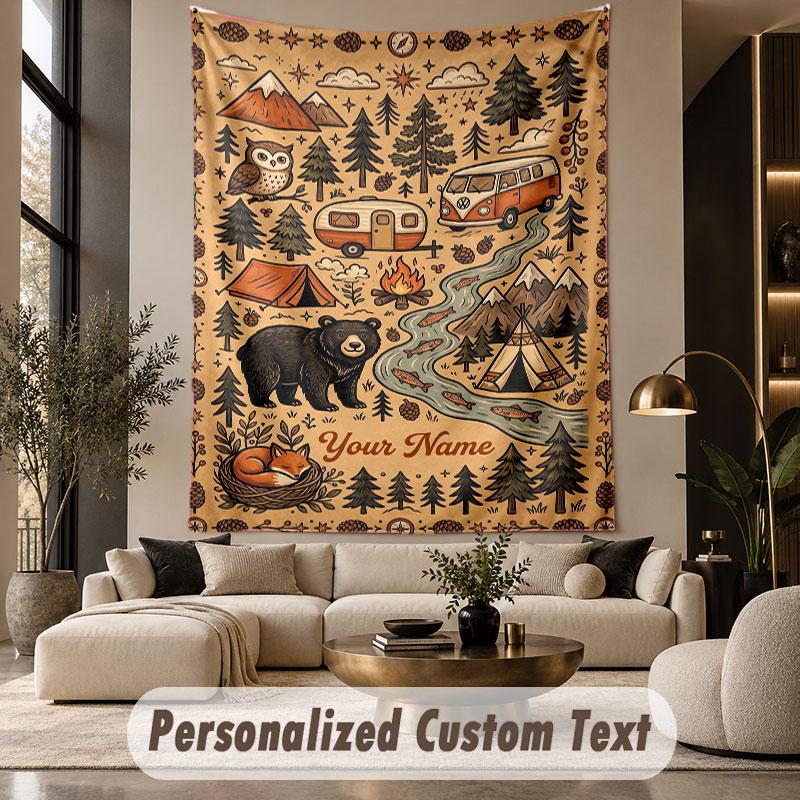Adventure Journey (36) Theme Wall Tapestry Customized With Name Text Personalized Hanging Tapestry For Bedroom Living Room Decor