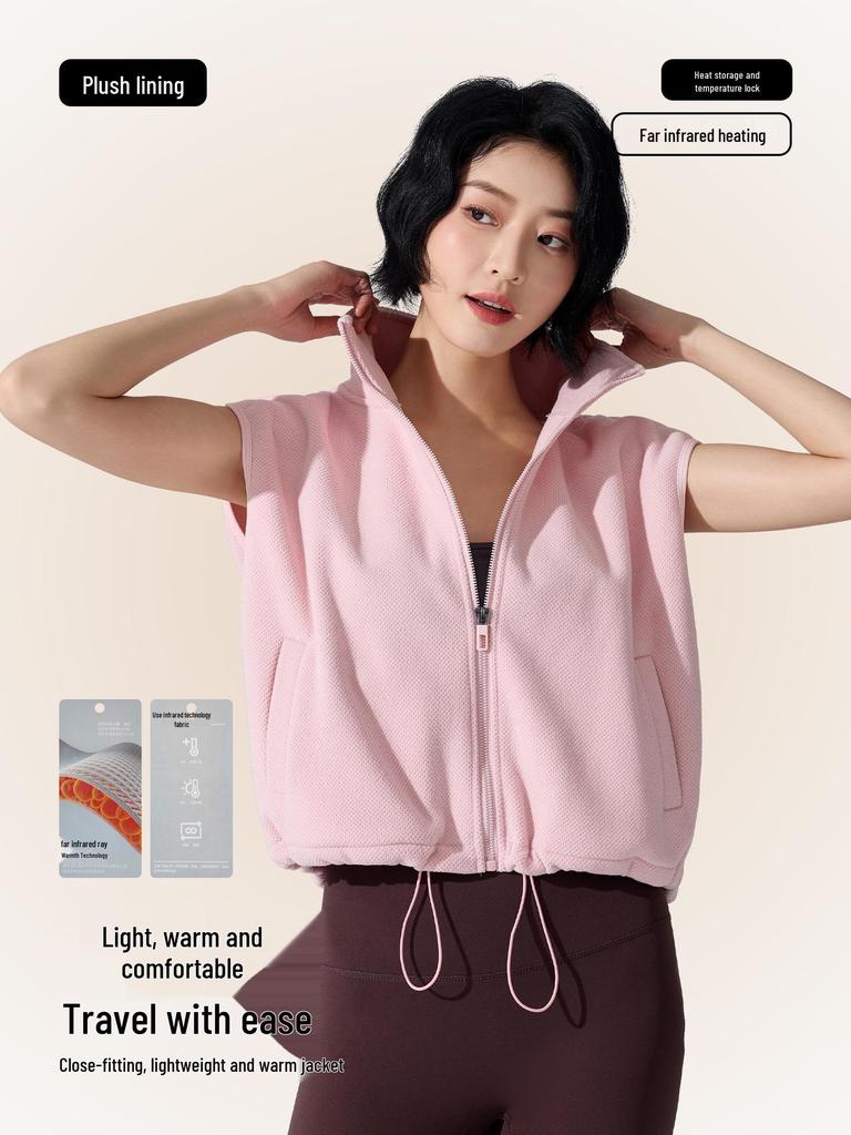 Women's Winter Slim Fit Zipper Vest - Warm, Sleeveless, Plus Velvet, Casual/Active Outerwear