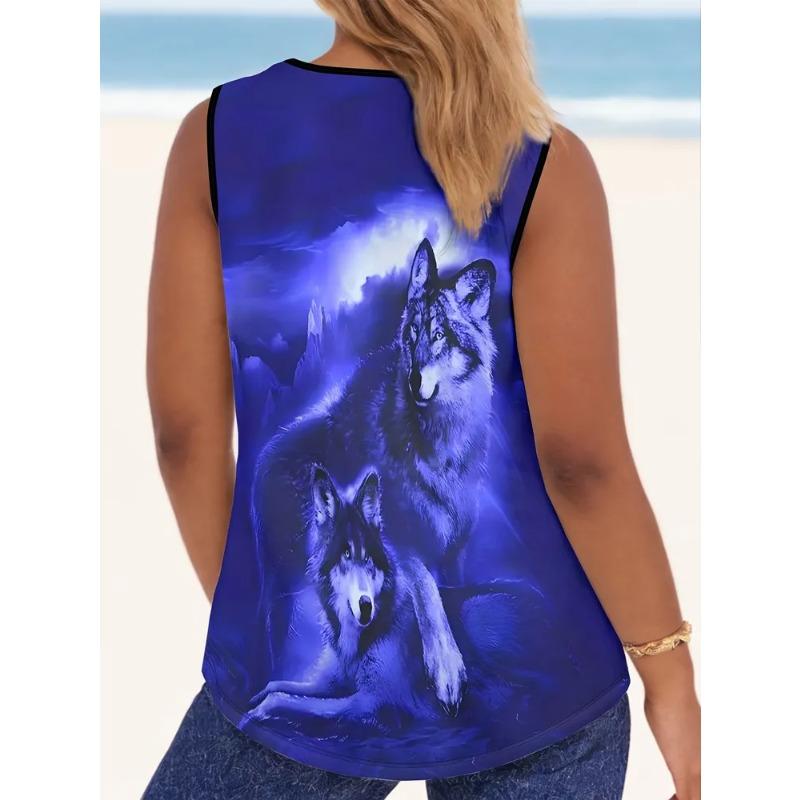 Summer Women's Sleeveless Vest Creative Animal Pattern Color Printing Comfortable Soft Oversized Fashionable Versatile Vest