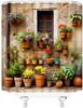 Italian Shower Curtain European Street Garden Old Wall Nature Flower Potted Plant Vintage Mediterranean Scene Bathroom Decor