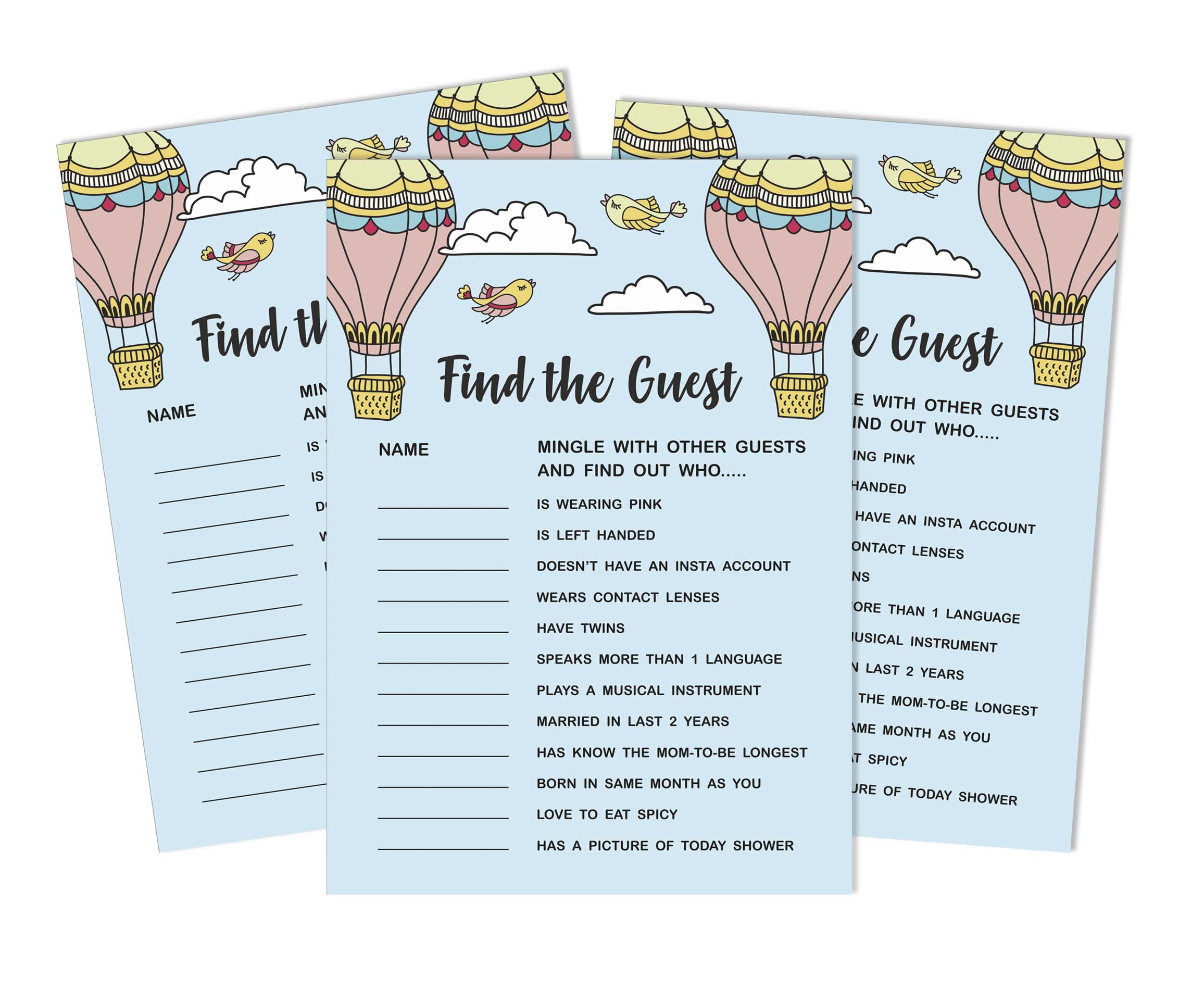 

Inkdotpot 50A Find The GuestA Baby Shower Game Party Supply Воздушный шар Гендерно-нейтральный Ледокол Party 5 x 7 Inches