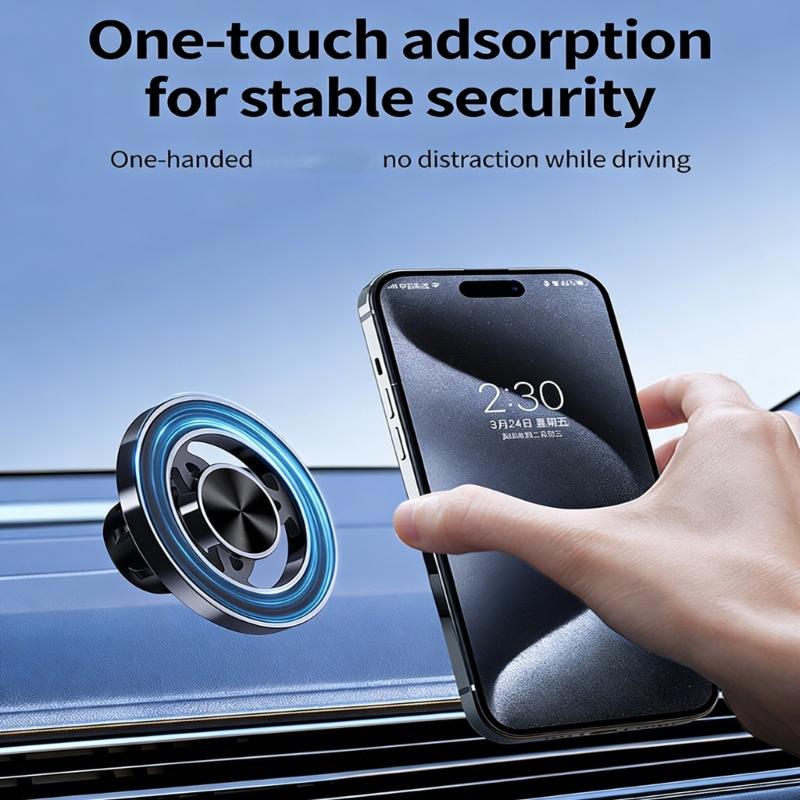 Wireless Charging Friendly Car Phone Holder Magnetic Mount Including 360° Rotation Strong Build for Devices