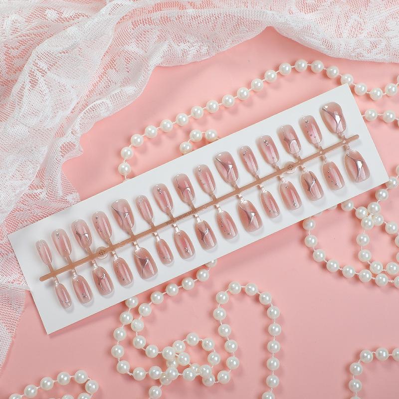 

30pcs Trendy Metal Line Wearable Nail Tips - Simple, Luxurious, Sweet, Cool Manicure Fake Nails