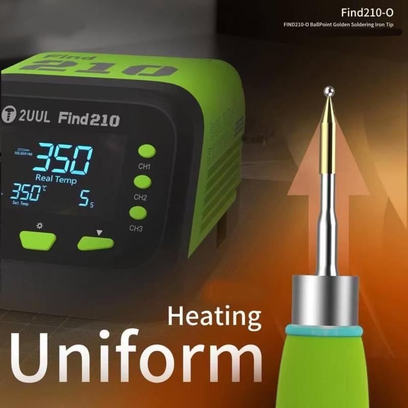 2UUL FIND C210 O BallPoint Head Gold-Plated Soldering Iron Tips 018 020 002 Welding Set For Electronic Phones BGA CPU Repair Kit