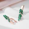 Green Leaf Zircon Dangle Earrings For Women Rose Gold Color Luxury Jewelry Gift Bride Wedding Earrings