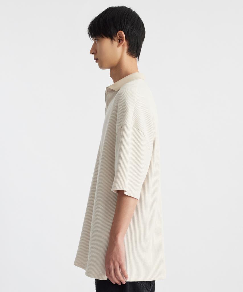 Keontempoleolieokauncheu Waffle Texture Oversized Polo Shirt Cream [Men'S]