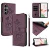 For Samsung Galaxy S25/S24 Case Wallet Stand Lotus Imprint Leather Phone Cover with Wrist Strap