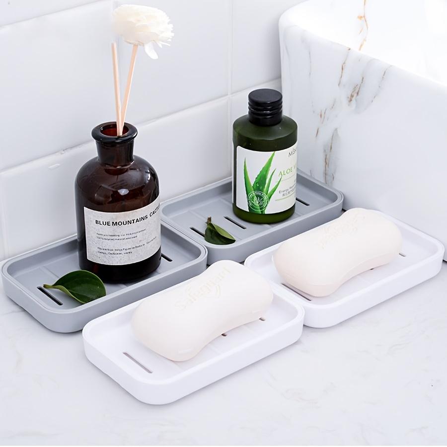 1pc Double-Layer Soap Dish with Drainage Holes - Durable Plastic Rectangular Soap Holder for Bathroom & Travel, Hygienic Drainage Design