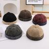 1Pc Washed Docker Beanie Brimless Cap Hat Without Visor Solid Color Retro Vintage Street Style Spring Autumn Outdoor Gorras