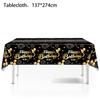 Black and Gold Birthday Party Theme: Disposable Happy Birthday Colorful Paper Plates, Cups, and Party Decorations