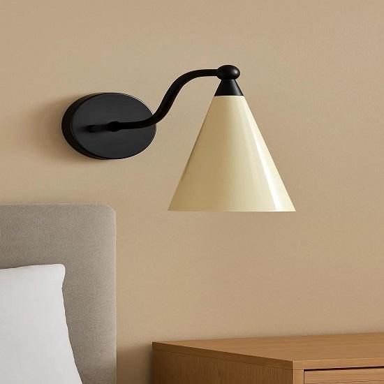 Handcrafted Brass Enamel Wall Sconce  Mid-Century Modern Conical Shade Light Fixture for Home Décor