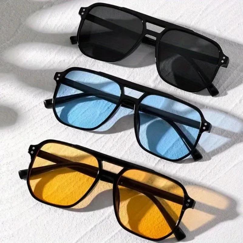 2 pezzi-Occhiali da sole quadrati vintage per donna uomo montatura spessa doppio ponte occhiali da vista femminile chic poligonali occhiali da sole sfumati