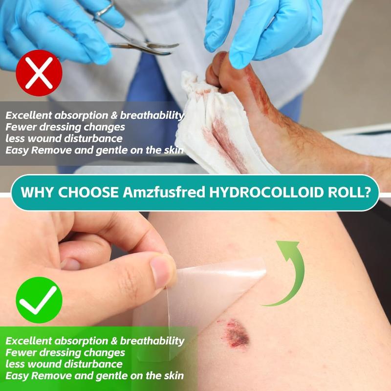 5M Hydrocolloid Roll For Wound Care Hydrocolloid Patch Bandages With Self-Adhesive, Bed Sore Bandages, Highly Absorbent For Burn