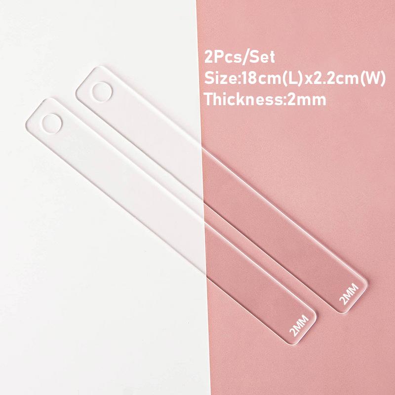 

2pc Clear Acrylic Thickness Balance Ruler 2/3/4/5/6mm Leveling Ruler Soft Clay Earrings Cake Biscuit Cookie Smoother Baking Tool