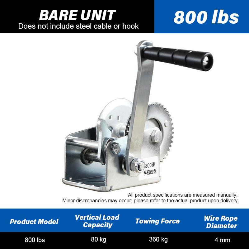 

Mini Hand Winch Home Winches 800lbs Manual Winch 2-way Small Crane Winches Wire Rope Pulling Lifting Winches for Boat Trailers