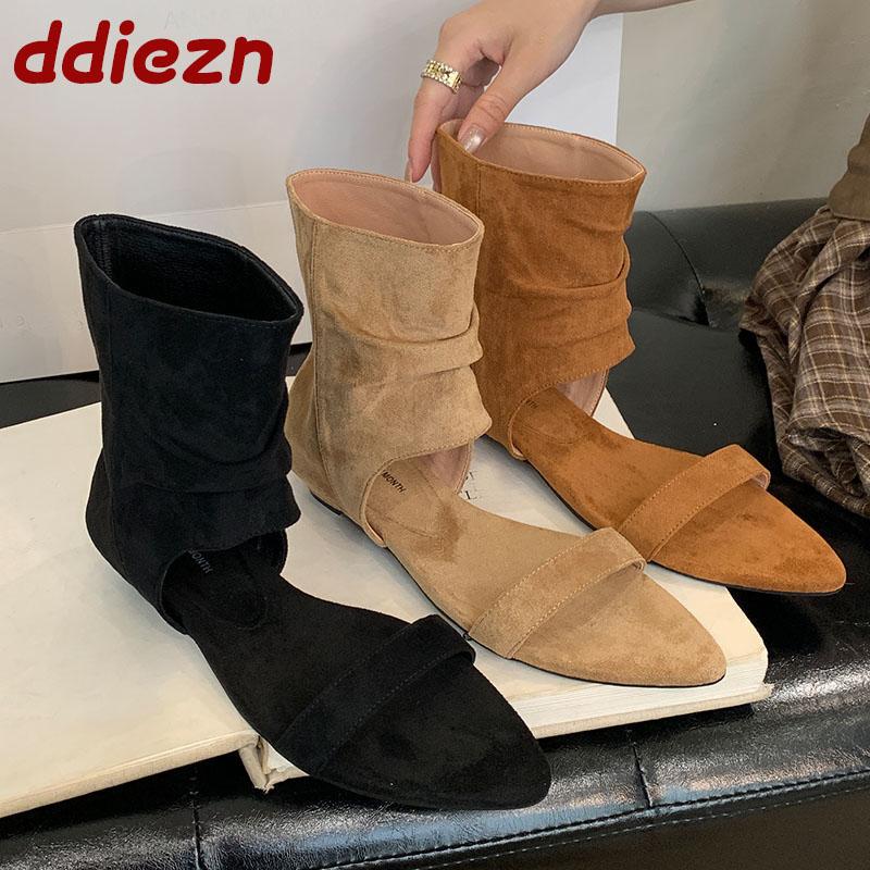 Fashion Fashion Open Toe Footwear Ladies Low Heel Sandals Boots Female Spring Summer Slip On Women Heeled Sandals Ankle Booties Shoes
