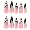24Pcs Leopard Press On Nail Glossy False Nail Long Winter Artificial Nail Full Cover Stick On Nail Easy To Apply