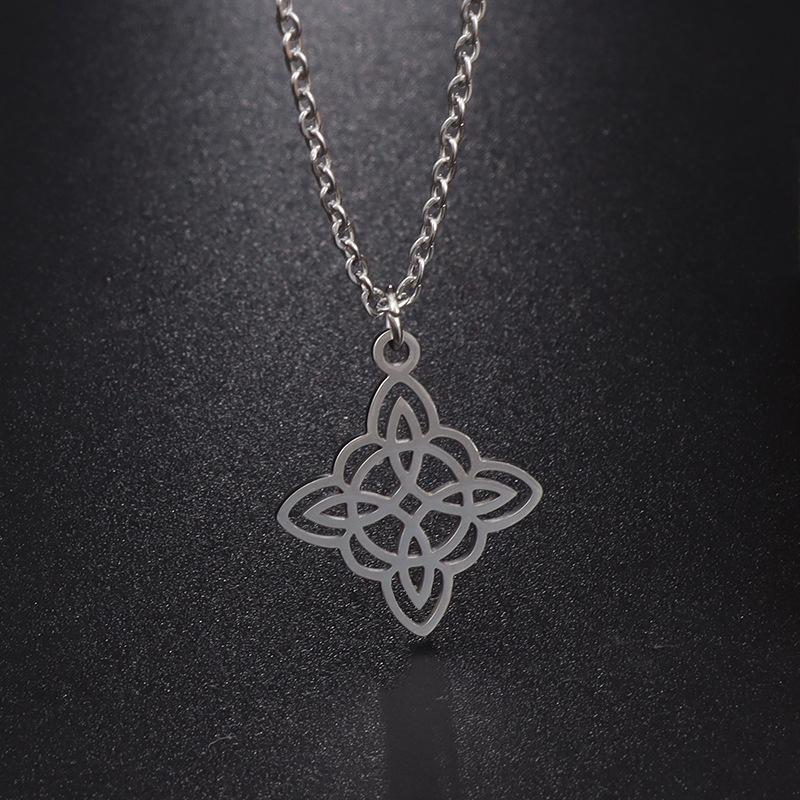 Fashion Trend Creative Design Hollow Witch Knot Stainless Steel Pendant Womens Necklace Classic Charm Jewelry Gift