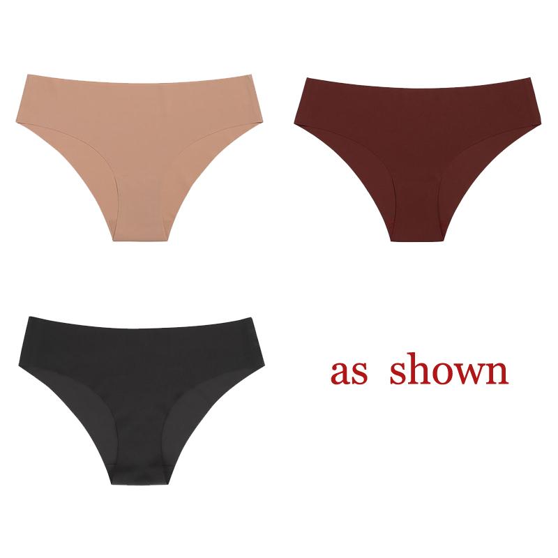 TERMEZY 3Pcs/Lot Sexy No Trace Panties for Women Ice Silk Low Waist Underwear Sports Lingerie G-string Briefs Female Intimates