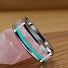 8MM Bohemia Style Women Stainless Steel Rings for Men Unique ROSE QUARTZ Inlay Polished Wedding Band Jewelry Festival Gift