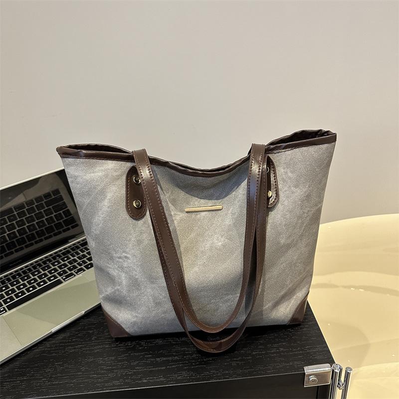 

Корейская версия сумки большой вместимости для поездок на работу, женская весенняя новая осенне-зимняя модная сумка-тоут, простая сумка через плечо серый