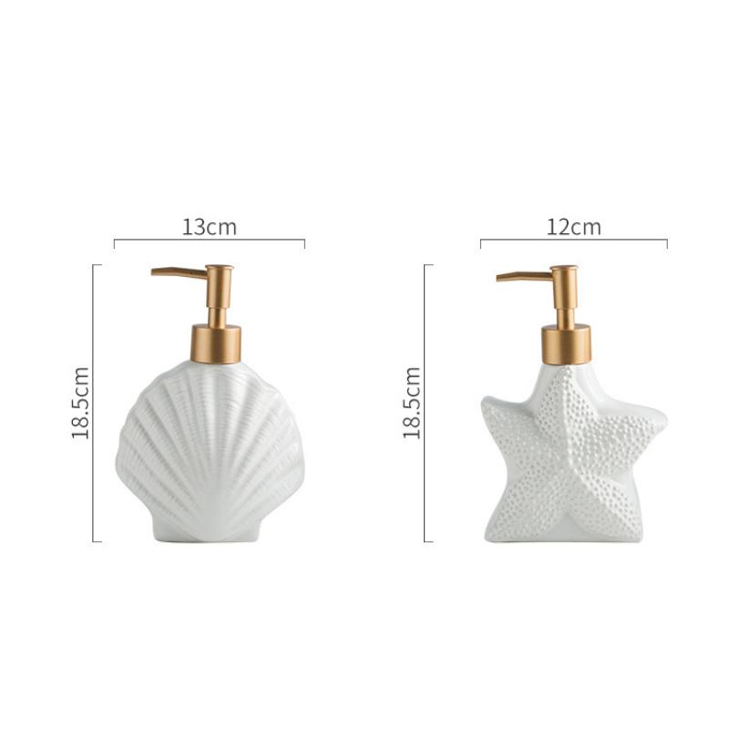 Bouteille de Lotion Étoile de Mer en Céramique Créative Accessoires de Salle de Bain Shampoing Hydratant Flaconnage Désinfectant Ménager Distributeur de Savon à Pression