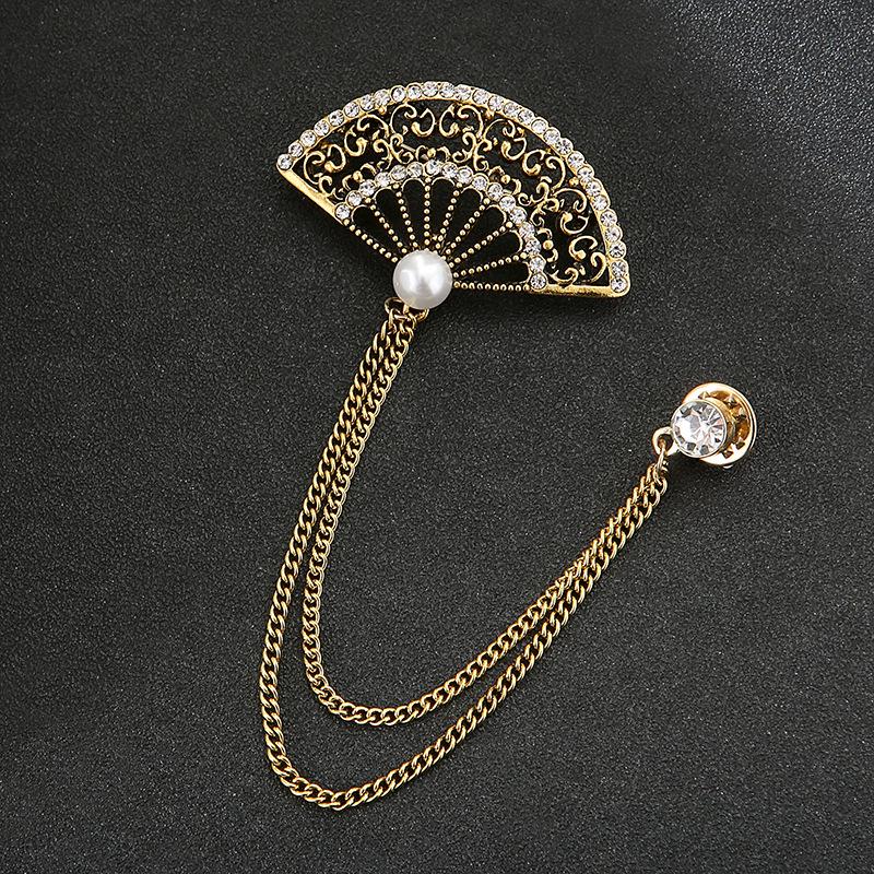 Men's Vintage Wings Brooch: Korean Chain Lapel Pin & Flower Corsage Badge.