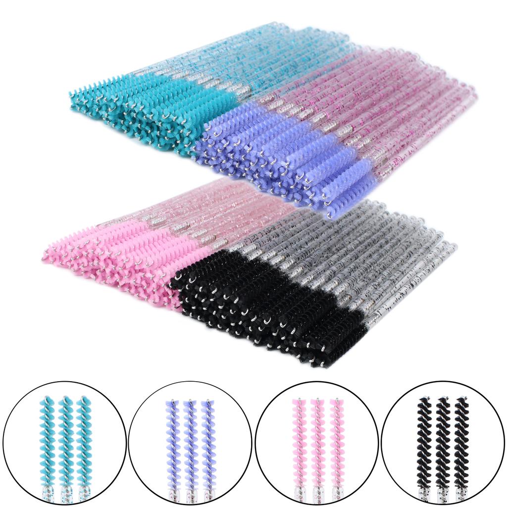 50pcs Disposable Skinny Mascara Wands Mini Crystal Eyelash Brushes Micro Brush Lash Extension Supplies Mini Lash Brush eyelashes