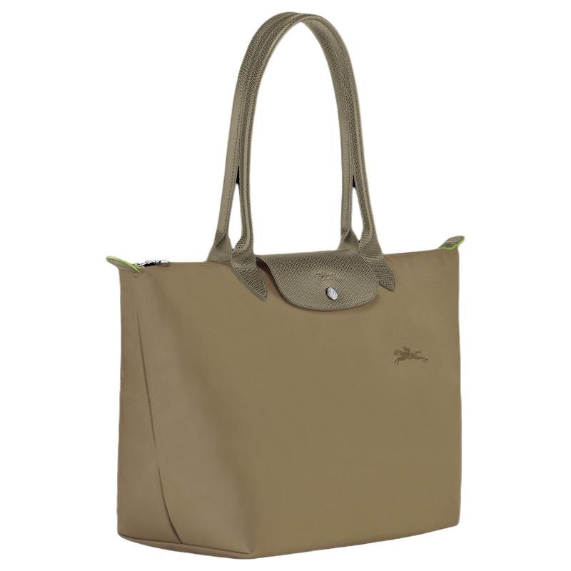Longchamp Le Pliage Green Logo Druckknopf-Reißverschluss Polyamid Schulter-Handtasche Regular Damen Artischocke 1899919M04