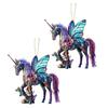 2 Pcs Horse Christmas Ornament Acrylic Sparkly Rhinestones Horse Hanging Decoration 2D Flat Christmas Tree Ornament for Horse Lovers