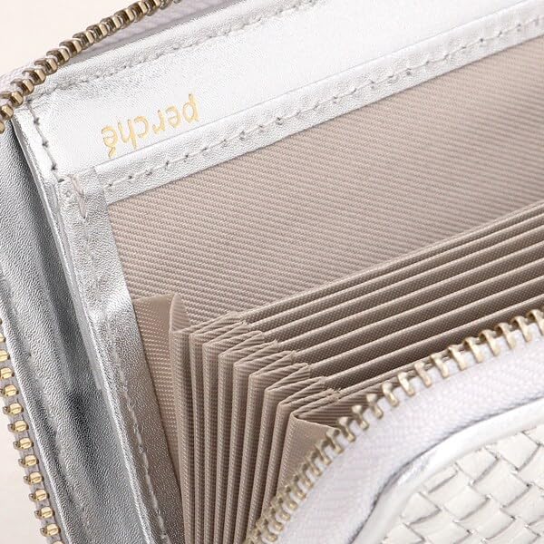 Perke Leather Mesh Bellows Card Holder Long Wallet 08-06-04062 Women's PI