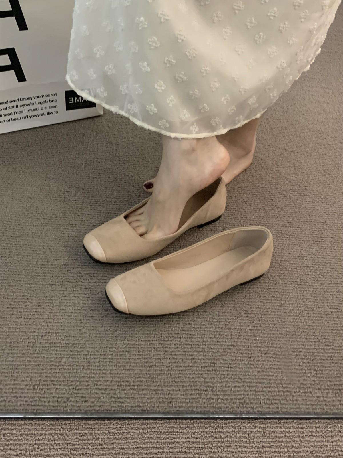 

Flat-bottomed French temperament apricot single shoes fairy shoes spring and autumn 2024 new summer gentle small fragrant wind evening grandma shoes 35 абрикосовый