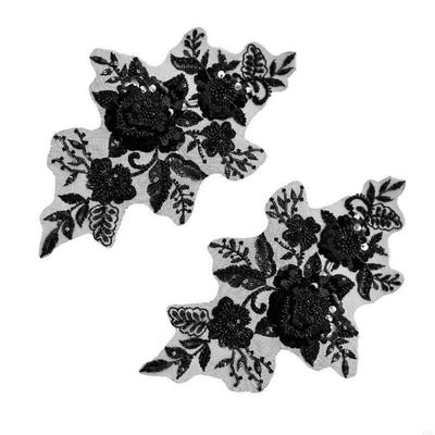 Sewing On Iron On Flower Patches with Sequins Embroidery for Easy Crafting Projects Polyester