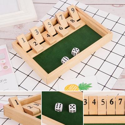 2Pcs Shut The Box Board Game with 4 Dice 2 Players Kids Adults