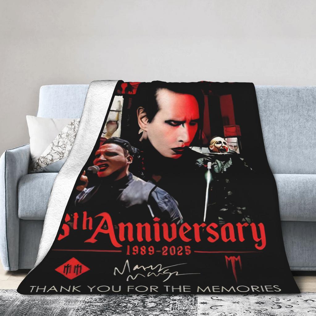 Marilyn Manson Musiktour Druckdecke für Männer Frauen Gemütlich Weich Überwurfdecken für Sofa 50x60 Zoll Mehrere Größen