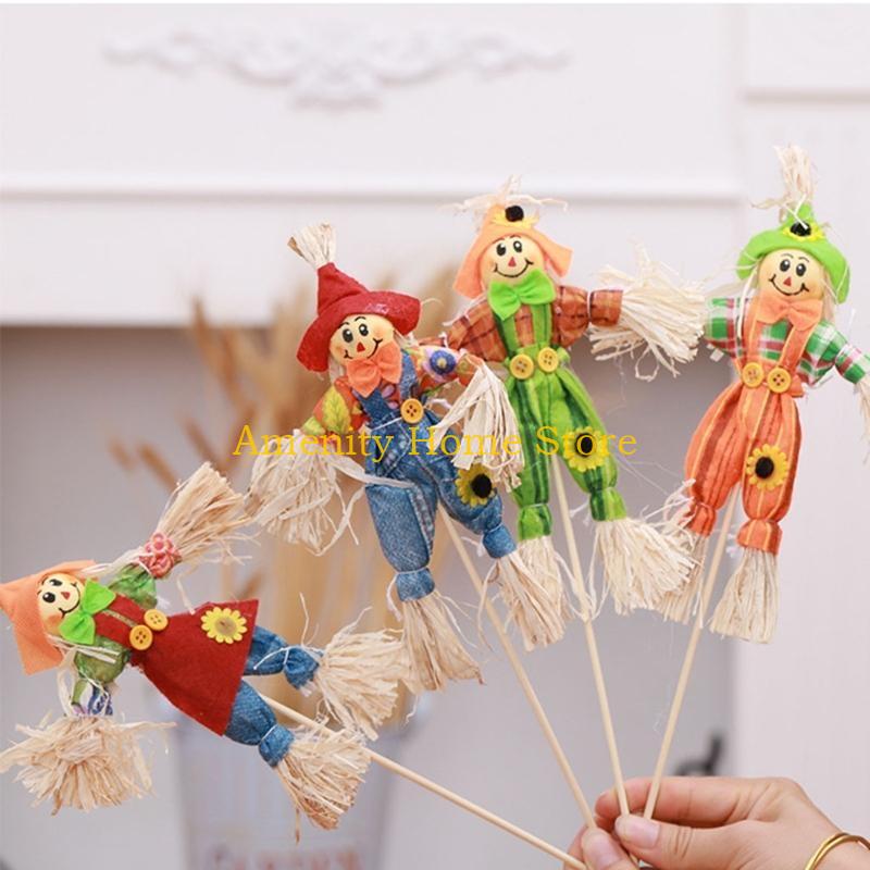 F26C Halloween Scarecrow Decoration Standing Scarecrow Decorations for Garden Home School Yard Porch Thanksgiving Decorations