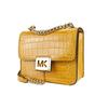 Michael Kors MK Sonia Large Logo Gold Buckle Flap Chain Crocodile Pattern PVC Shoulder Crossbody Bag Small Women Bags Yellow 35F1G6SS1E-MARIGOLD