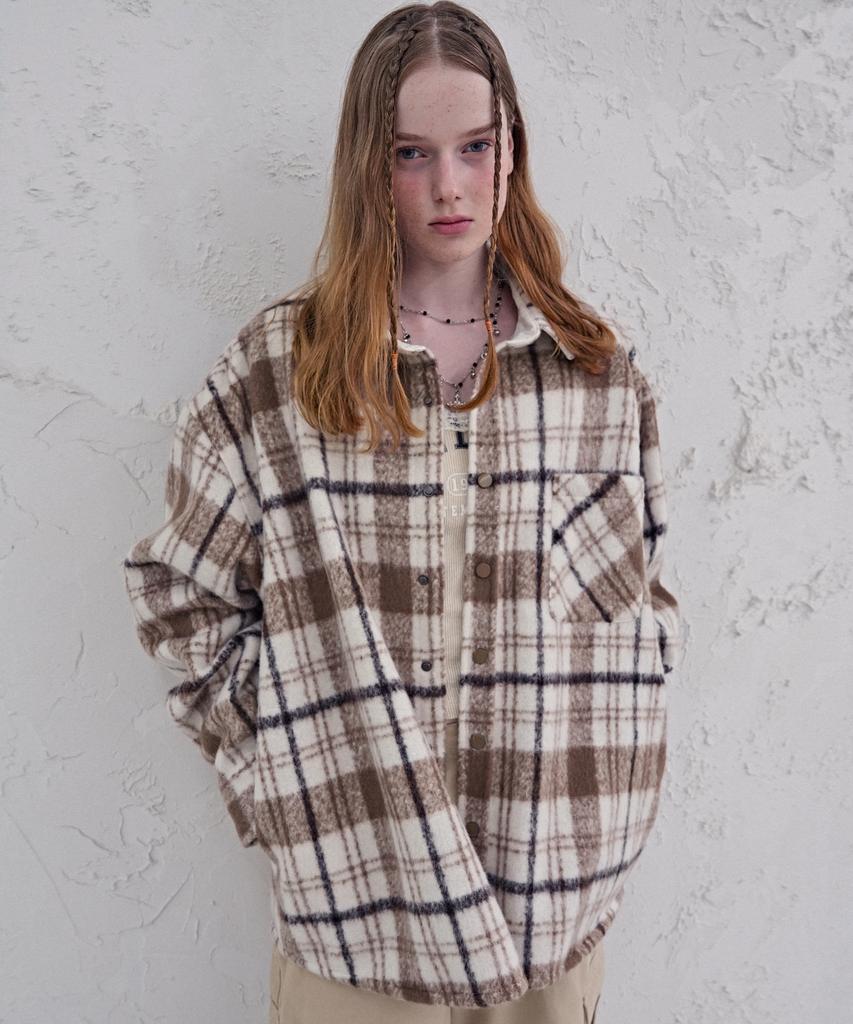 Avandress Albert Overfit Check Shirt Jacket Pink