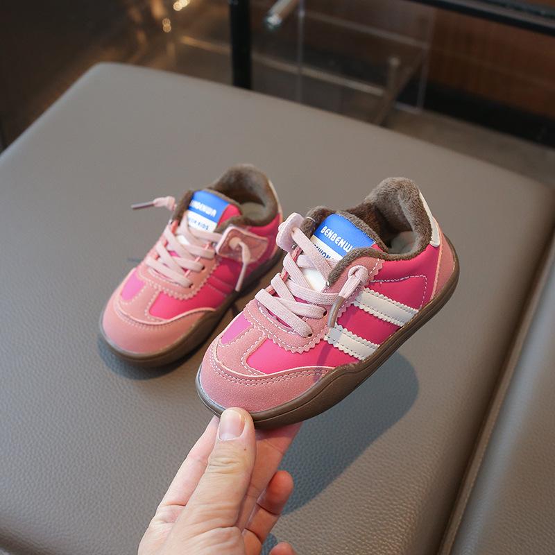 2025 Autumn/Winter Fleece-Lined Sports Shoes for Kids Aged 3-6: Girls' German Trainers & Boys' Casual Shoes