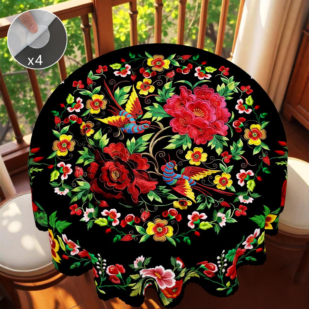 Independence Day Flower Wreath Waterproof Rectangular Tablecloth Red Blue Flower Star USA Flag Tables Cover for Dinner Kitchen