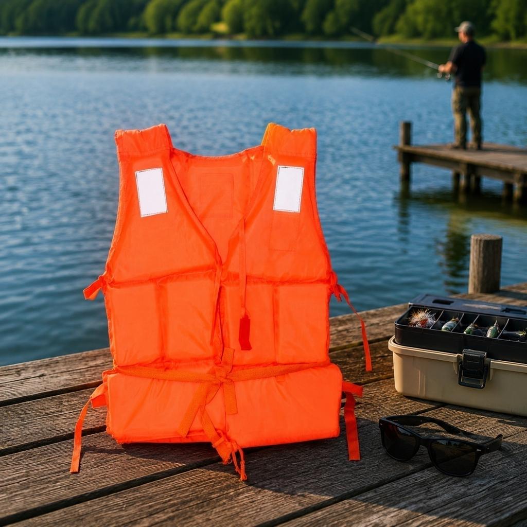 Life Jacket Safety Vest Adjustable Buoyancy Aid Vest for Fishing Swimming Water Reservoir Rescue and Disaster Relief Use