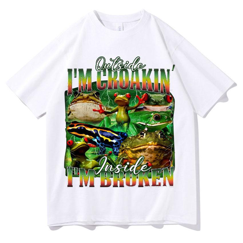 Fuuny T Shirt Frog TShirt Cotton High Quality Print Short Sleeve Positive Cottagecore Oversized Tee Unisex Women Clothes Teenagers