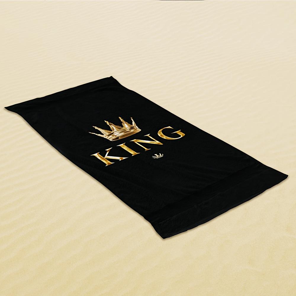 Golden Crown King Art Beach Towel, Majestic Graphic Design Quick-Dry Sand-Free Microfiber Bath Towel for Travel, Swim and Yoga