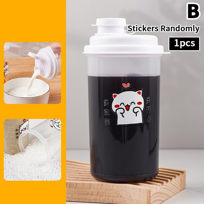 

Plastic Graduated Coffee Cup Espresso Cappuccino Latte Bottle With Lid Cartoon Design For Home Barista Kitchen Accessories