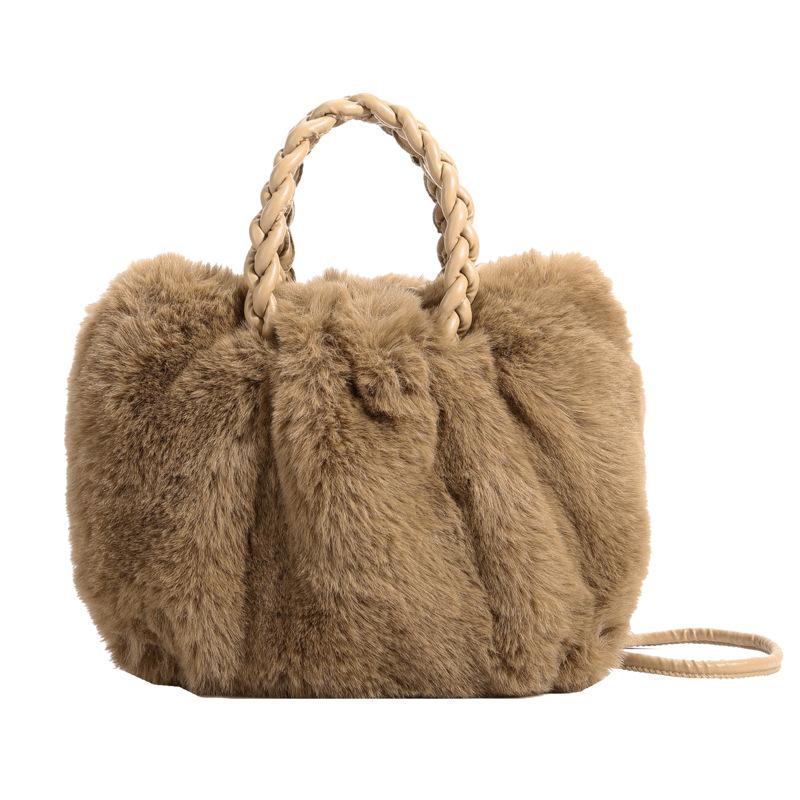 2025 Autumn and Winter Fashion New Plush Cloud Bag Folds Simple Temperament Crossbody Portable Small Square Bag