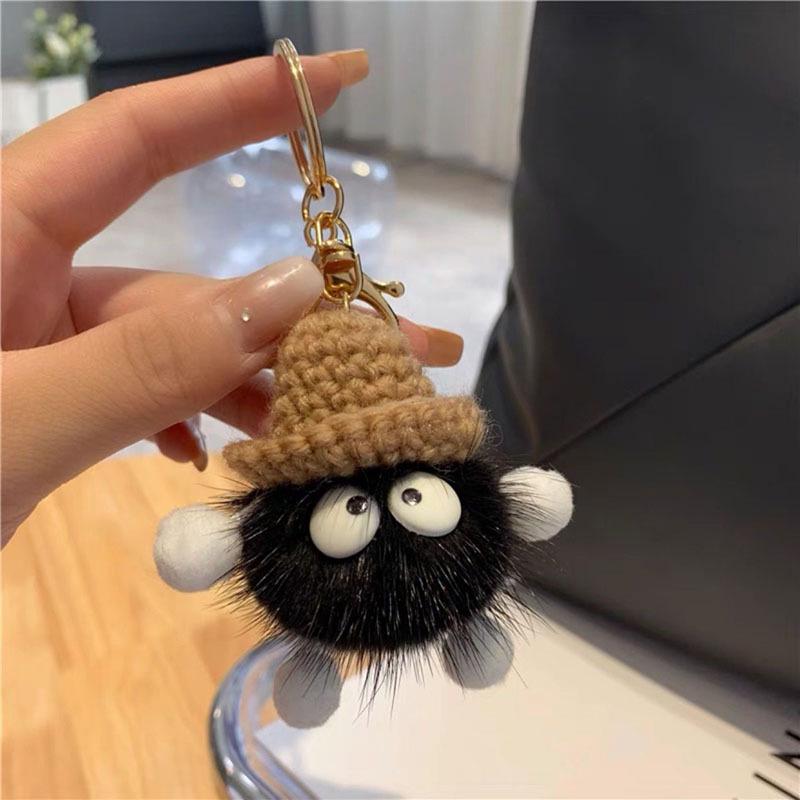 Mink Fur Soot Sprite Plush Keychain for Couples