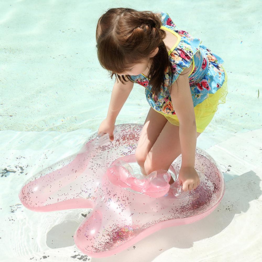 Cute Rabbit Ear Pool Float, Pink Glitter Swim Ring for Toddlers and Kids