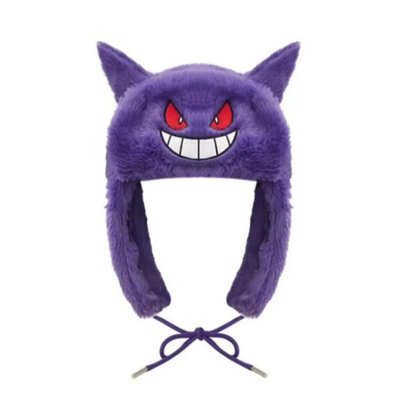 Gengar Plush Ski Hat Winter Windproof Warm Anime Cosplay Beanie For Outdoor Cycling Festival Gift